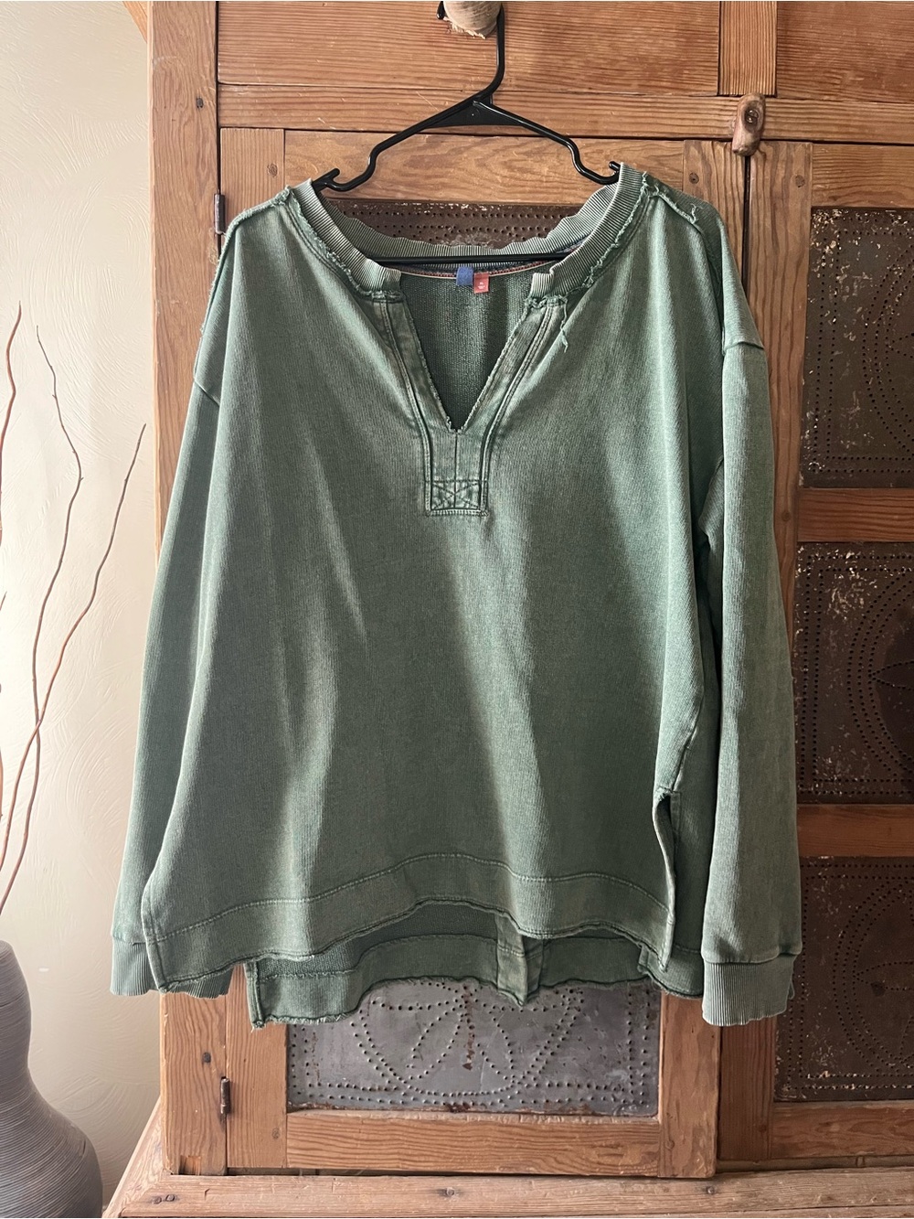 Pilcro Olive Green Pullover with Ribbed Neck